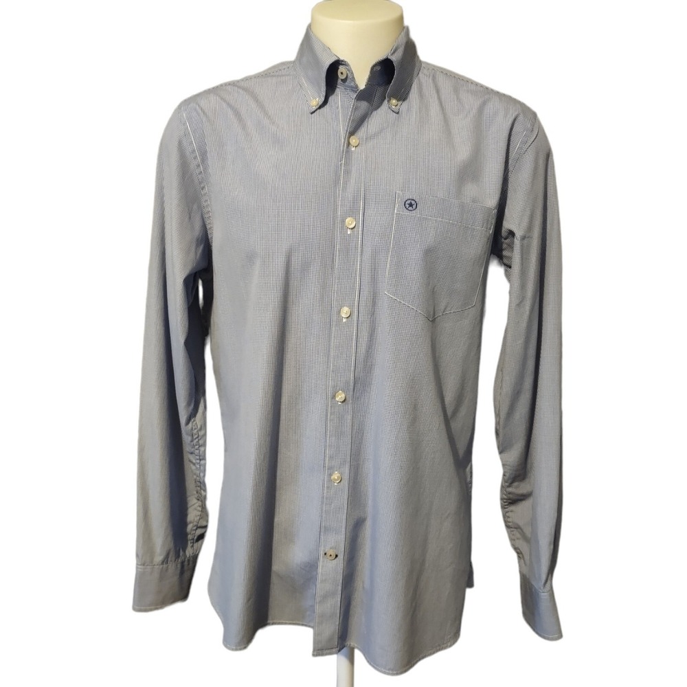 Converse One Star Shirt Men's Size Large Gingham Plaid Blue‎ White Long Sleeve